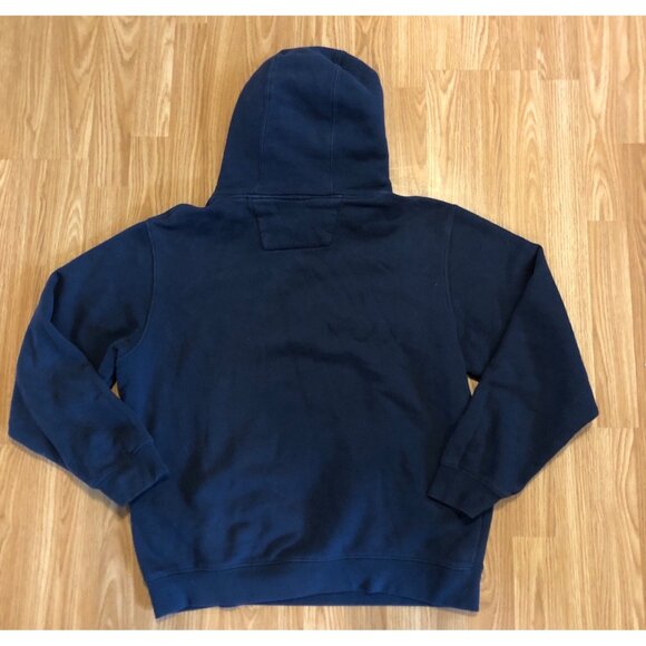 CAT Navy Cotton Hoodie Blue w/ Gray Logo Embroidered Sweatshirt Workwear - Picture 3 of 6